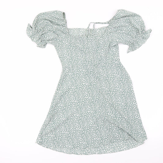 Shein Womens Green Animal Print Basic Blouse Size XS