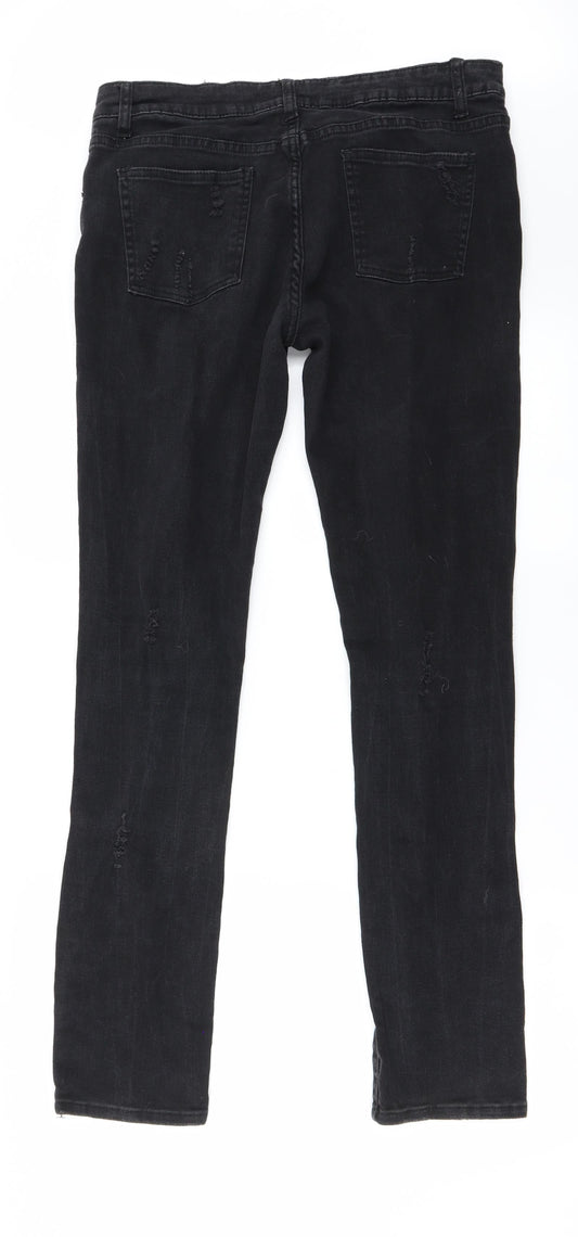 Womens UK Size 34 in Preworn Regular Fit Straight Black Jeans