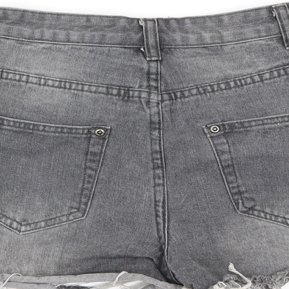 PRETTYLITTLETHING Womens Grey Cut-Off Shorts Size 6