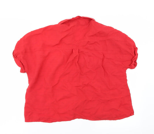 Womens UK Size 16 New Look Red Basic Button-Up