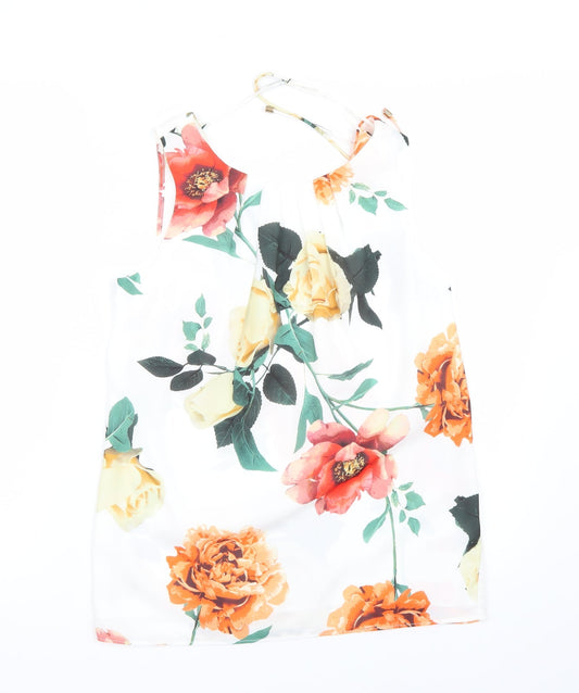 F&F Womens White Floral Basic T-Shirt Size 6