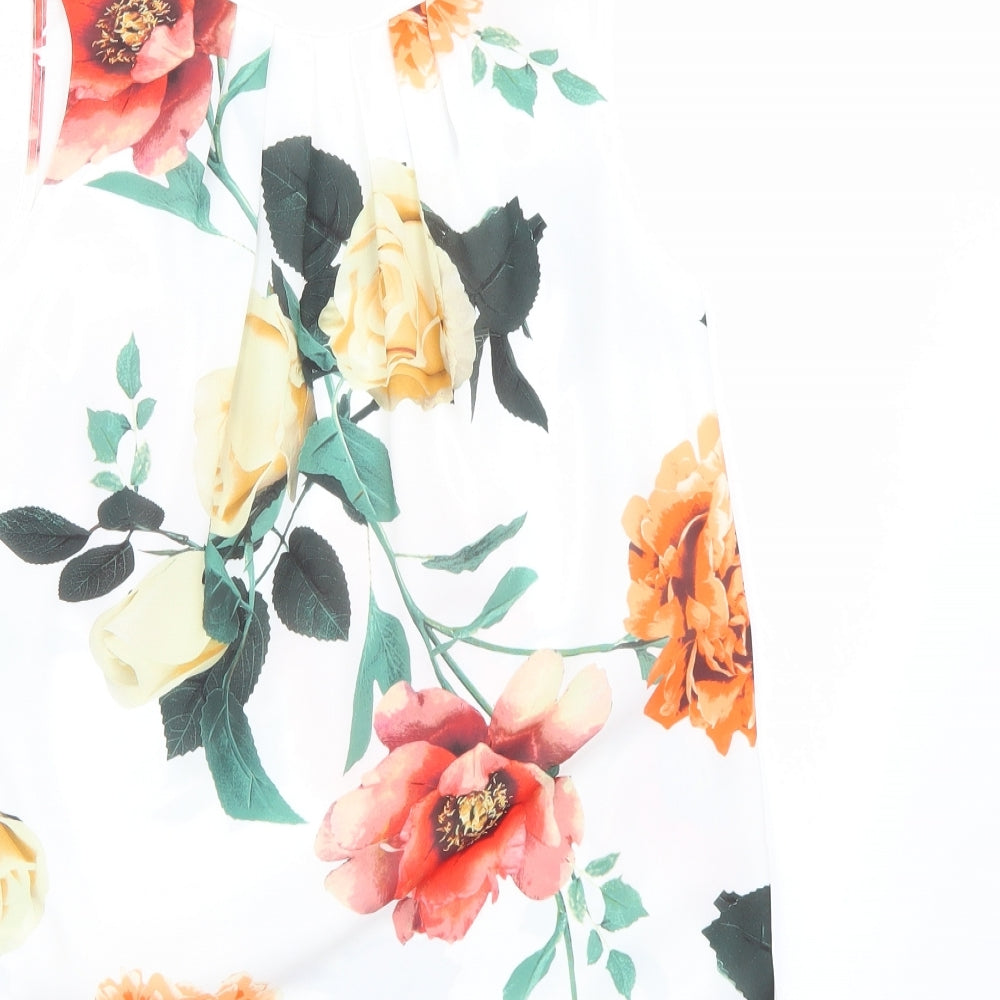 F&F Womens White Floral Basic T-Shirt Size 6