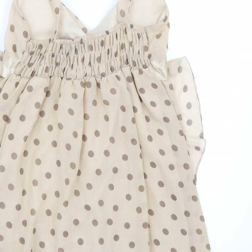 Club l Womens Beige Polka Dot A-Line Size 10