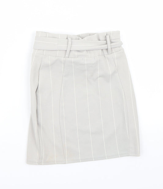 PRETTYLITTLETHING Womens Grey A-Line Skirt Size 8