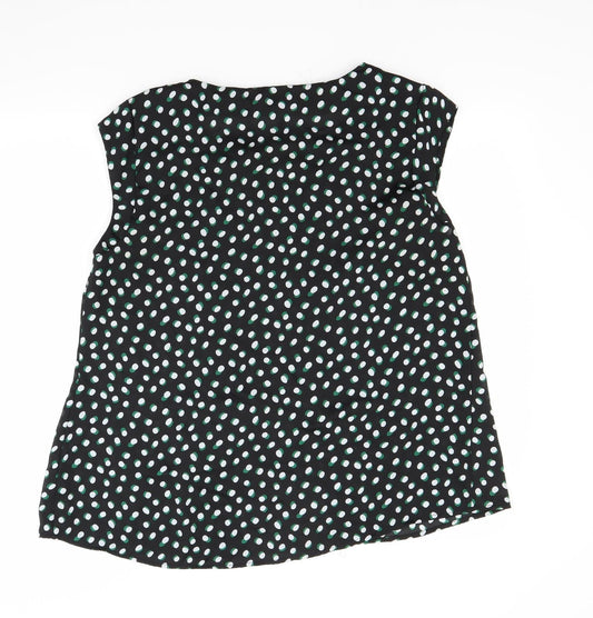 Anthology Womens Black Polka Dot Basic Blouse Size L
