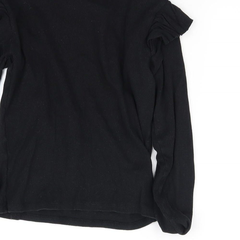 Womens UK Size S Zara Black Basic T-Shirt