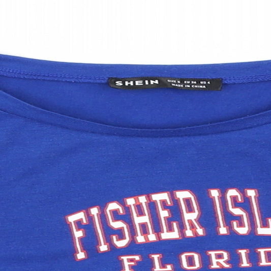 Womens UK Size S Zara Blue Basic T-Shirt