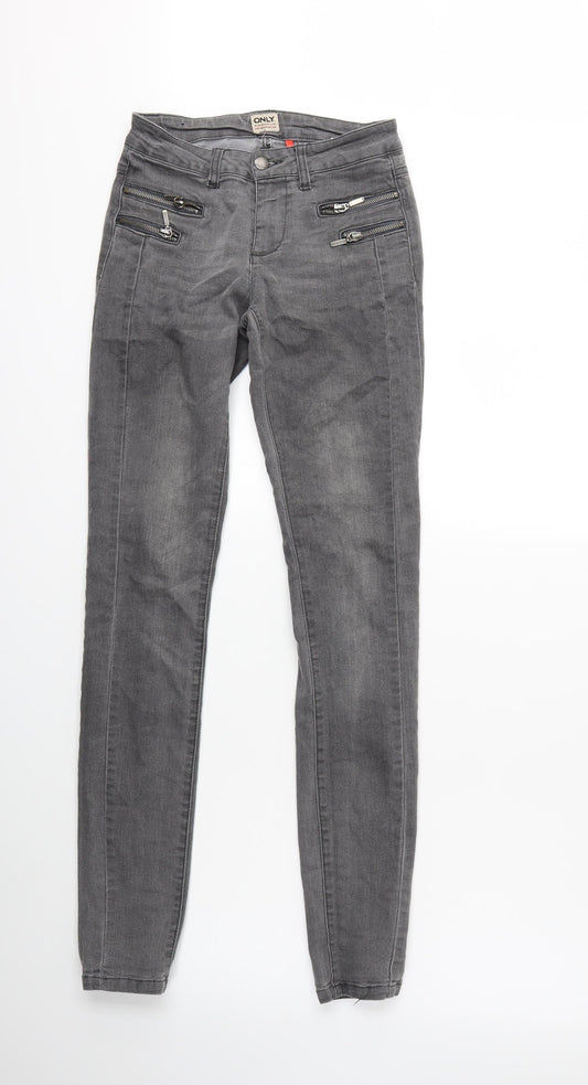 Womens UK Size XS Only Regular Fit Skinny Grey Jeans