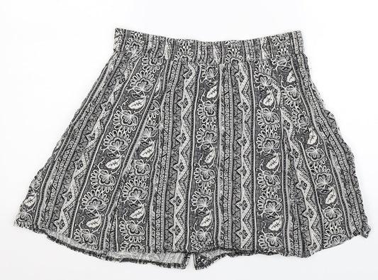 New Look Womens Grey Geometric Mini Skirt Size 10