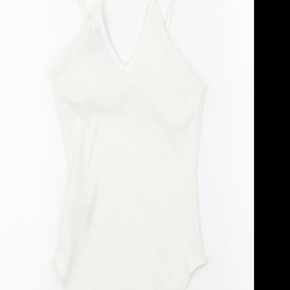 New Look Womens White Babydoll Bodysuit Size 6