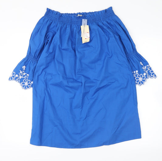 Womens UK Size 10 Papaya Blue Basic Blouse
