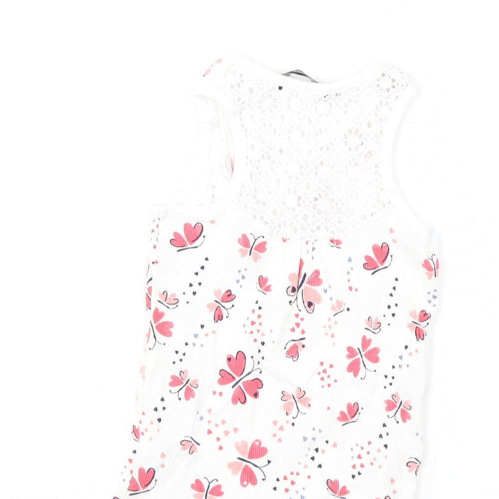 George Girls White Basic Tank Size 5-6 Years - butteflies