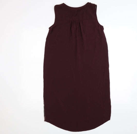 NEXT Womens Purple Chiffon Tank Dress Size 8 - woodland graphic