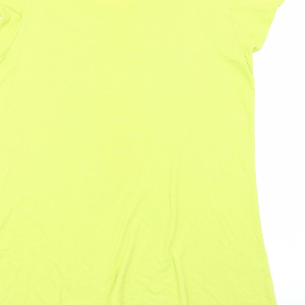 Womens UK Size 18 Soon Green Basic T-Shirt