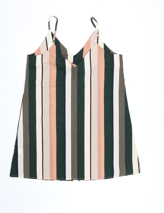 SheIn Womens Green Striped Chiffon Camisole Tank Size L