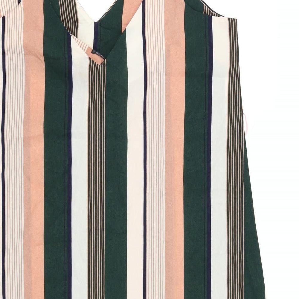 SheIn Womens Green Striped Chiffon Camisole Tank Size L