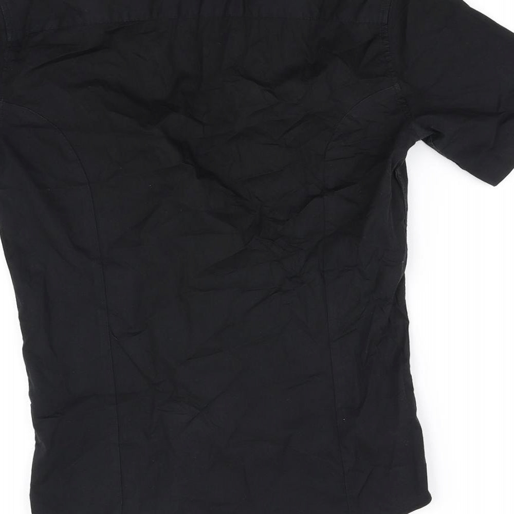 Womens UK Size S ASOS Black Basic Button-Up