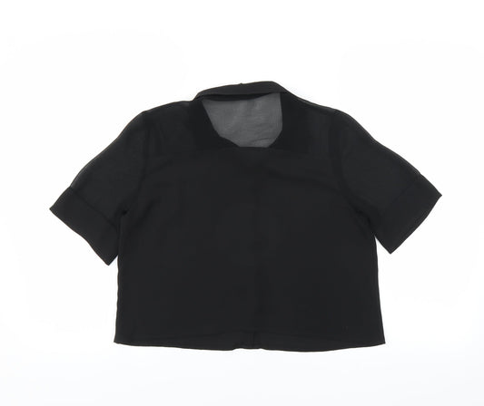 FOREVER 21 Womens Black Cropped Blouse Size M - sheer