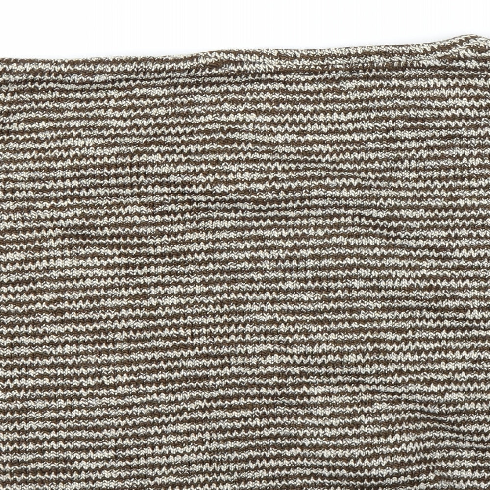 Marks and Spencer Womens Brown Striped Pullover Jumper Size XL