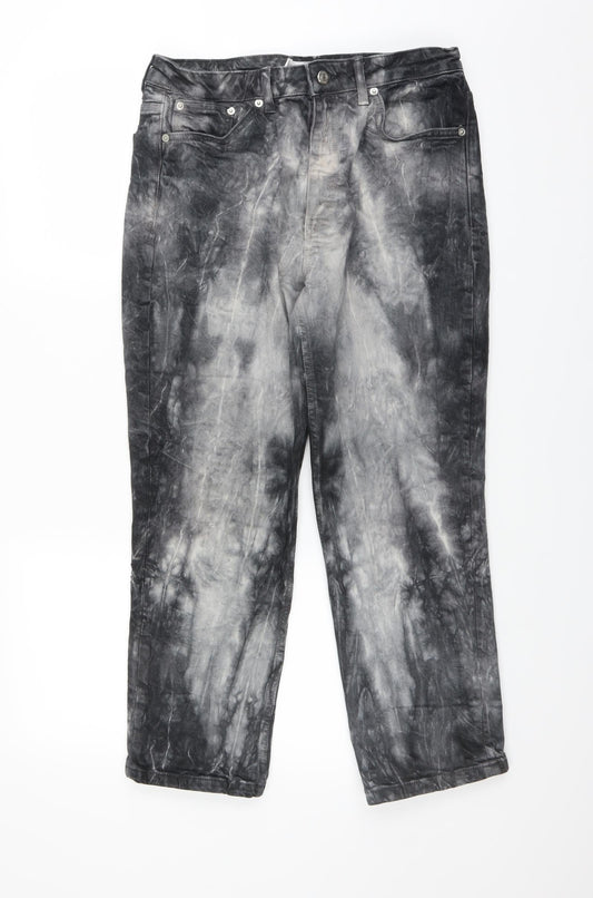 Topshop Womens Grey Denim Straight Jeans Size 32 in L25 in - tie dye