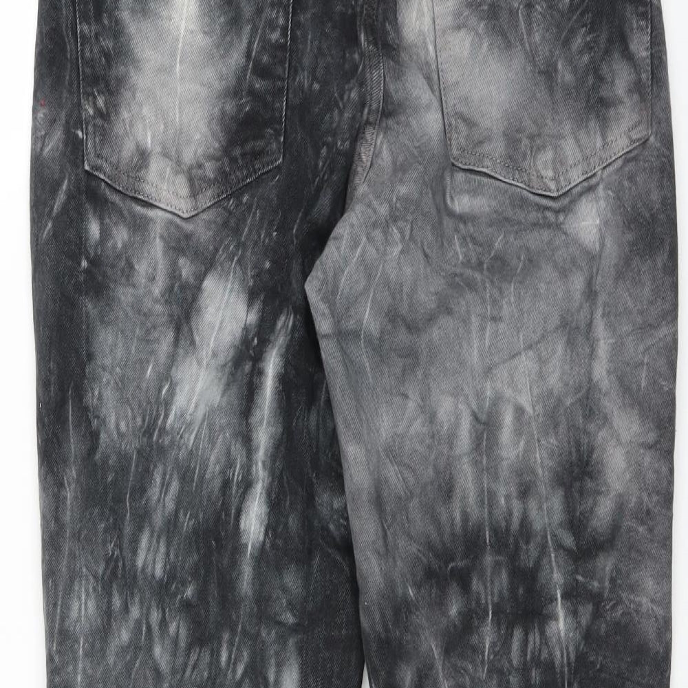 Topshop Womens Grey Denim Straight Jeans Size 32 in L25 in - tie dye