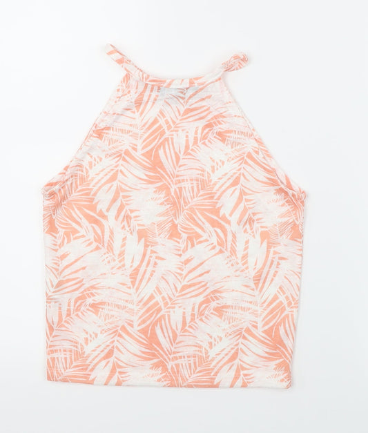 Primark Womens Orange Floral Camisole T-Shirt Size 8 - Cropped Halter