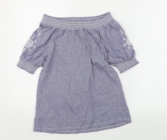 Primark Womens Blue Striped Basic T-Shirt Size 4