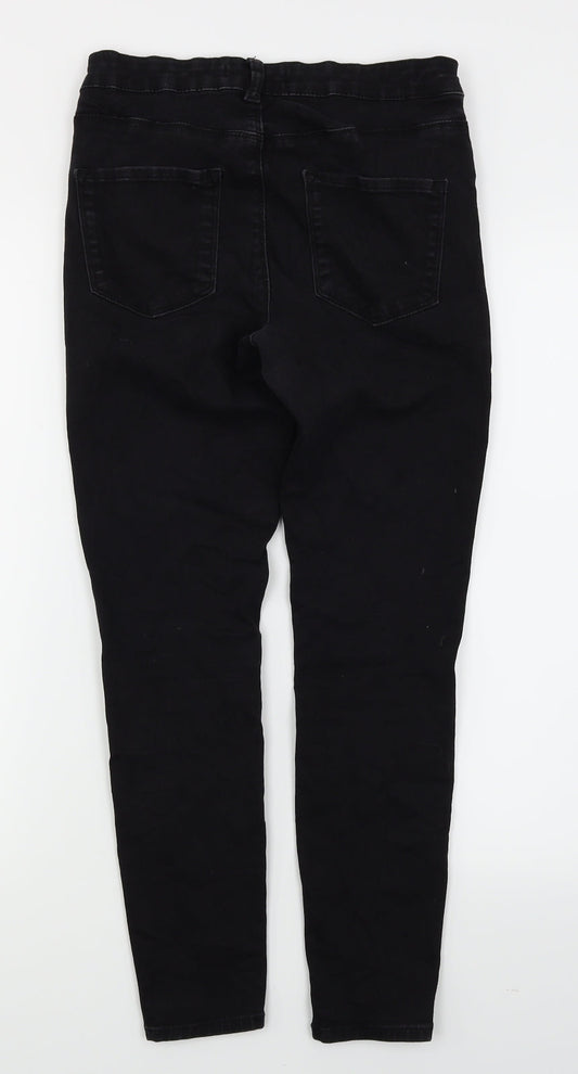 Denim Co Womens Black Denim Skinny Jeans Size 12 L25 in - Ripped Knees