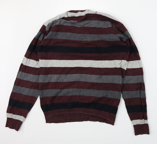 Cedarwood state Mens Red Striped Pullover Jumper Size L