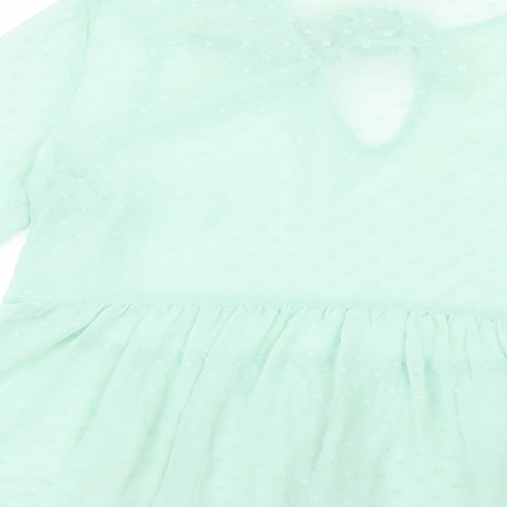 Primark Womens Green Mesh Basic Blouse Size 8 - Peplum