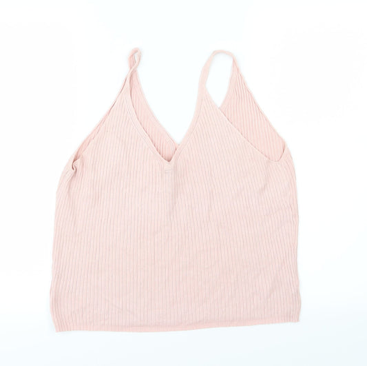 Divided by H&M Womens Pink Knit Cropped Tank Size L