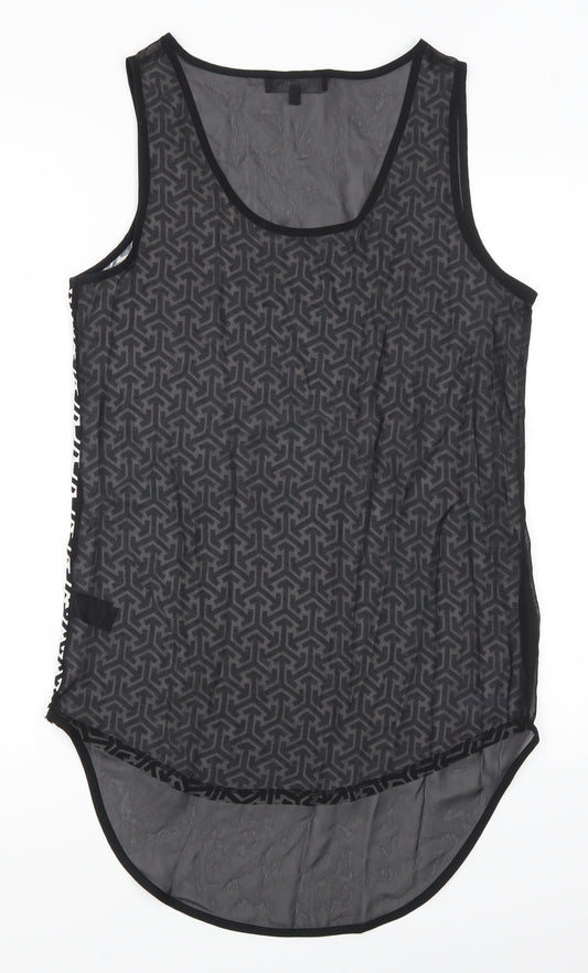 Marks and Spencer Womens Black Geometric Basic Tank Size 12 - Black and White