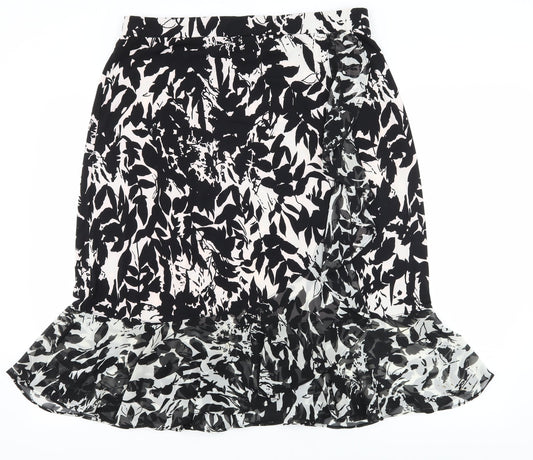 George Simonton Womens Black Floral Flare Skirt Size M