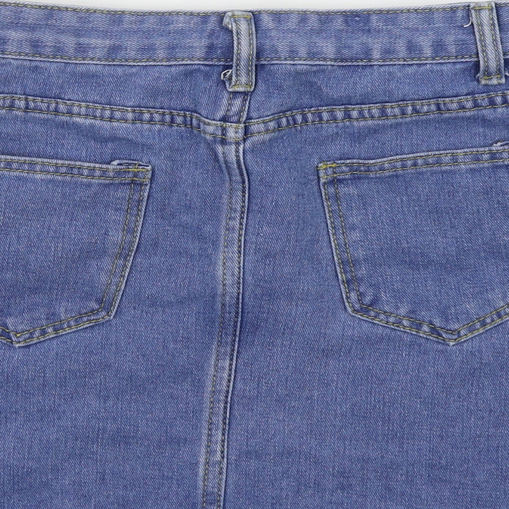 SheIn Womens Blue Denim A-Line Skirt Size S - Distressed