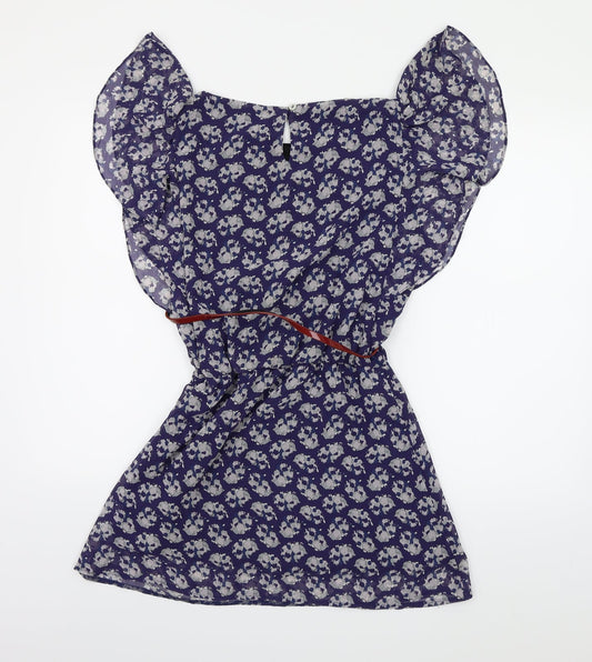 George Womens Blue Floral Chiffon Shift Size 10