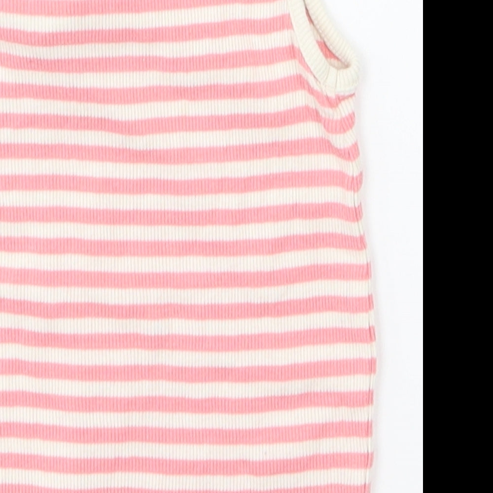 Matalan Girls Pink Basic Tank Size 18-24 Months - flower on front