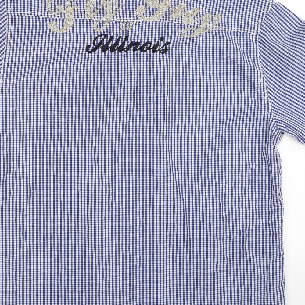 Mens UK Size XL Fly Guy Blue Button-Up Short Sleeve Casual Shirt