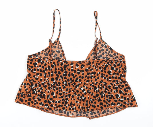 Miss Selfridge Womens Orange Animal Print Camisole Tank Size 10