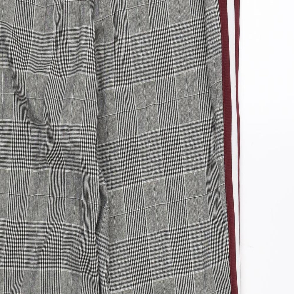 F&F Womens Grey Check Rayon Trousers Size 10 L26 in