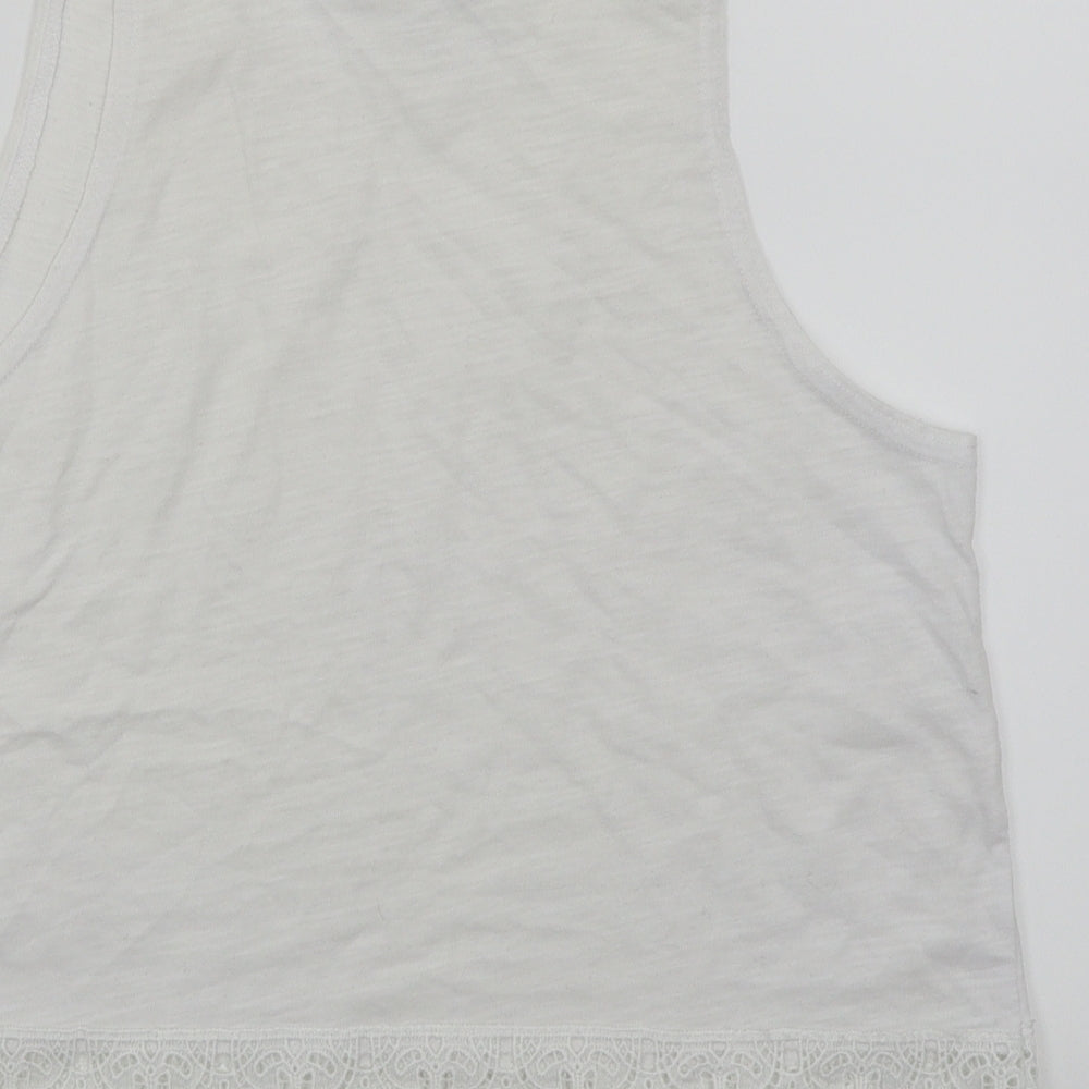Womens UK Size 8 New Look White Cropped Tank