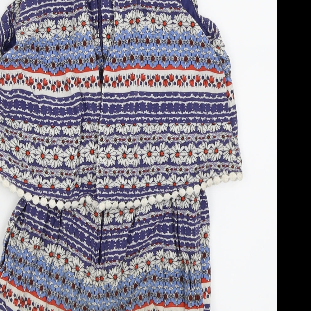 Asda George Girls Blue Flecked Playsuit One-Piece Size 5-6 Years