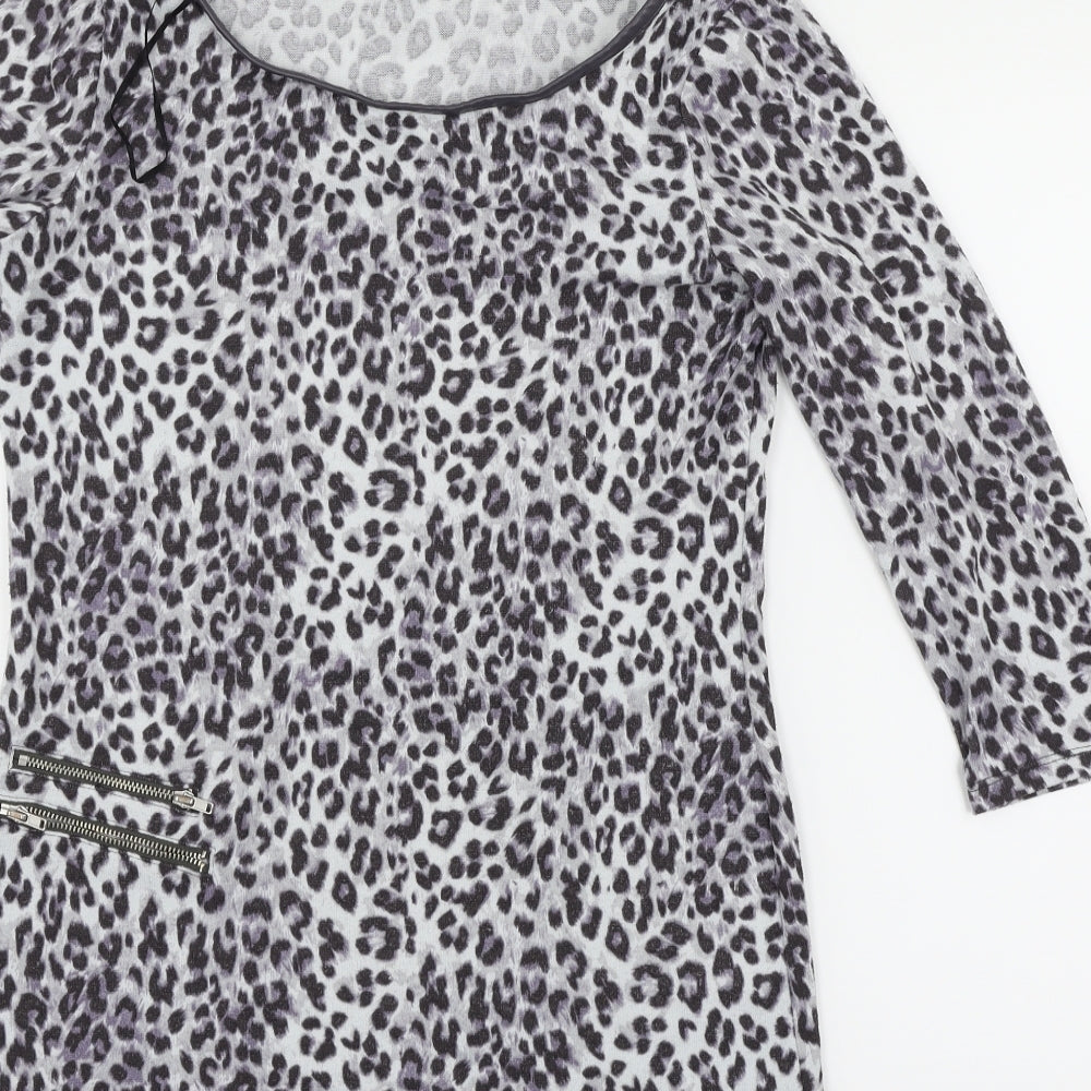 F&F Womens Multicoloured Animal Print Basic T-Shirt Size 8