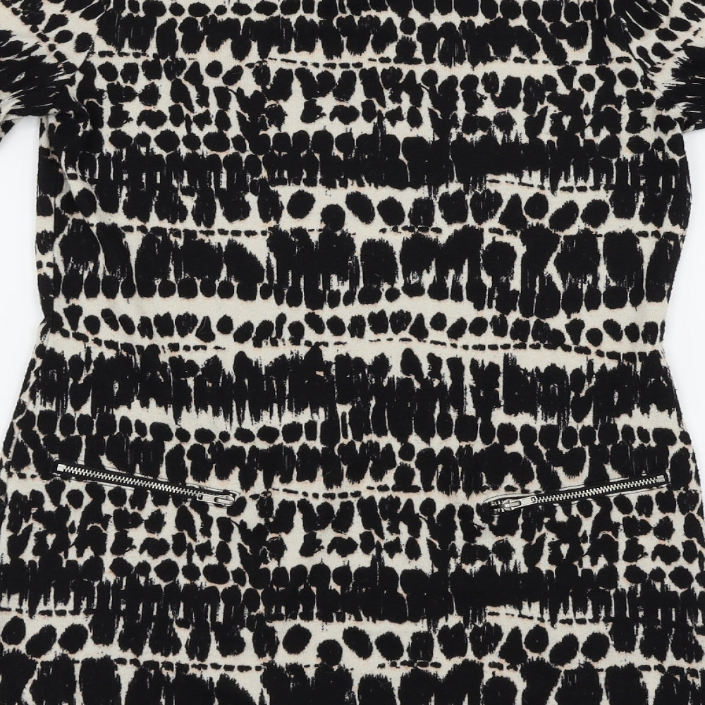 F&F Womens Black Animal Print Basic Blouse Size 8