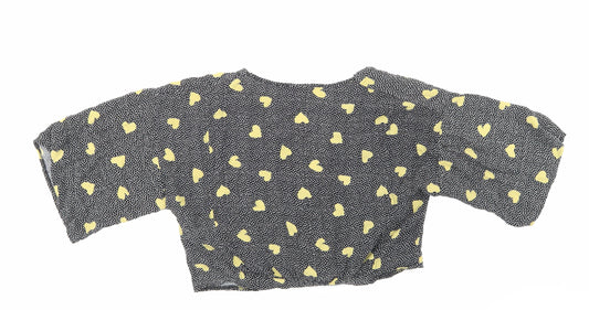 Womens UK Size 8 Topshop Black Cropped Blouse