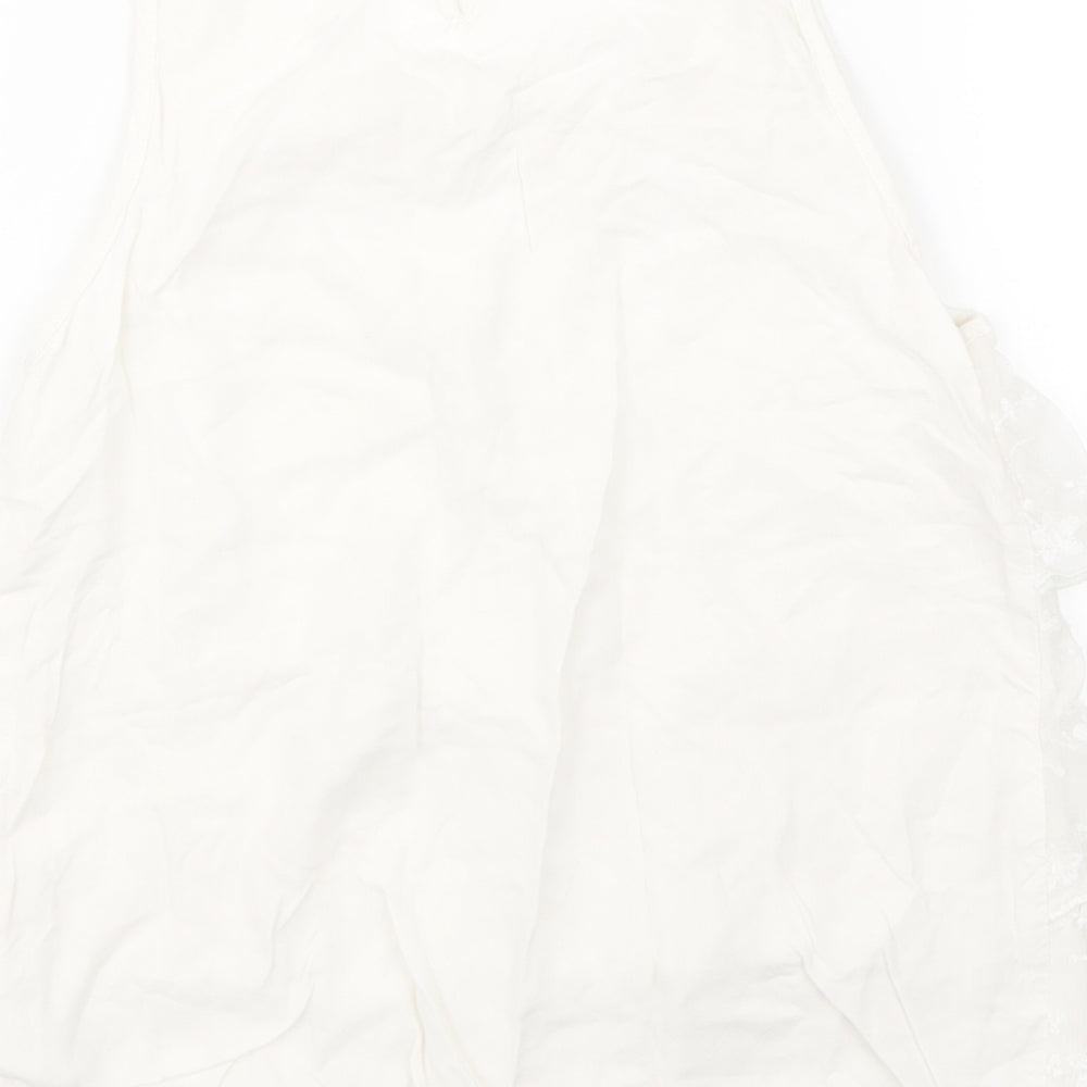 H&M Girls White Floral Lace Basic T-Shirt Size 11-12 Years