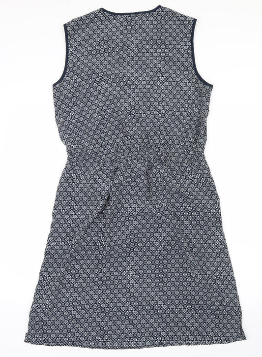 Papaya Womens Blue Geometric Shirt Dress Size 14 - Lace detail
