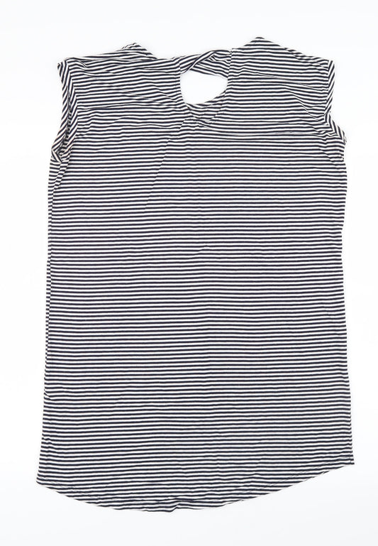F&F Womens White Striped Basic T-Shirt Size 12