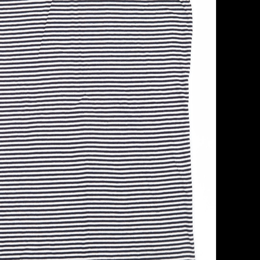 F&F Womens White Striped Basic T-Shirt Size 12