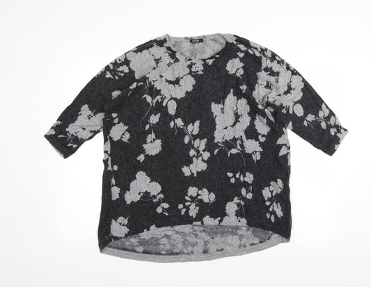 Roman Womens Grey Floral Pullover Jumper Size 12
