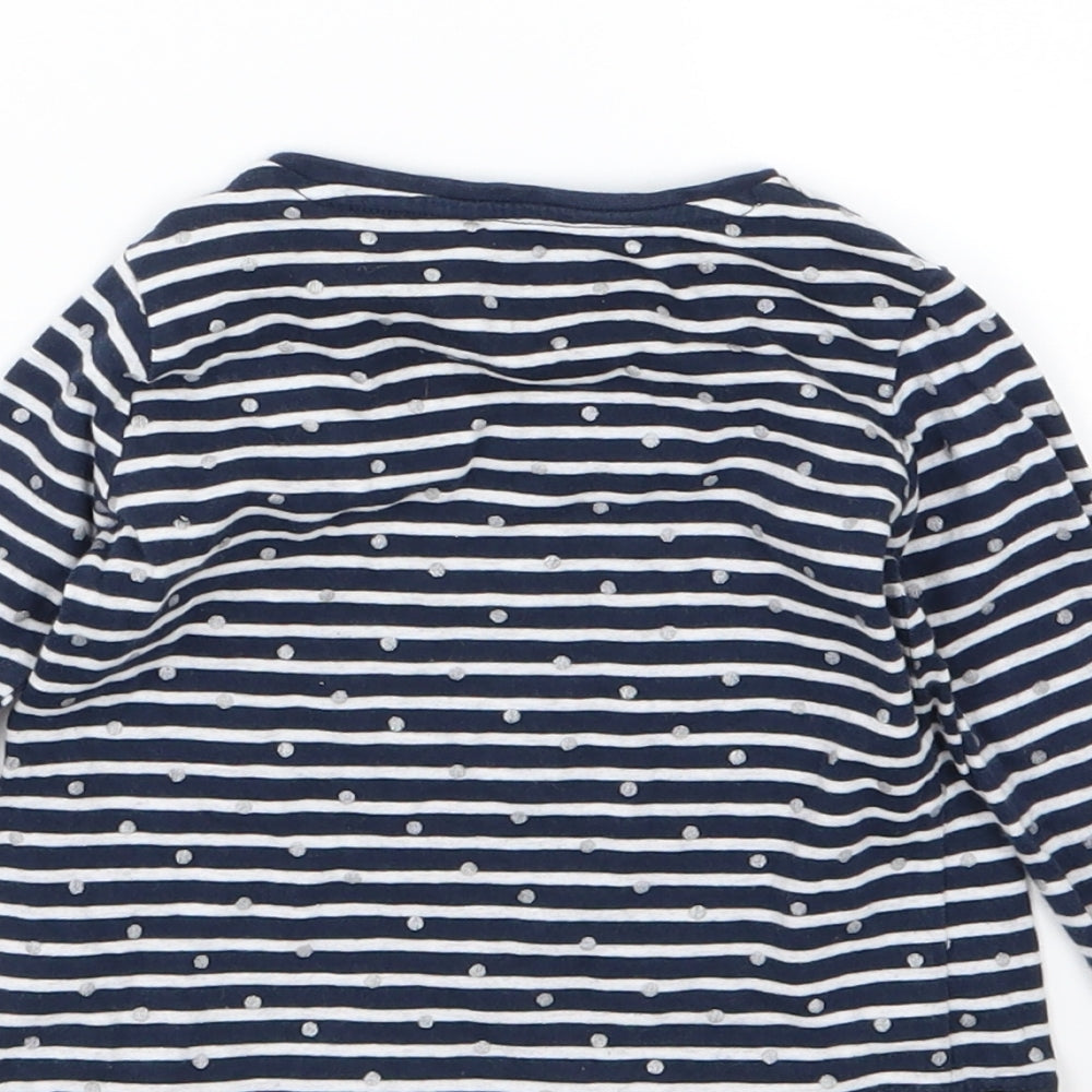 F&F Girls Blue Striped Jersey Basic T-Shirt Size 12-18 Months